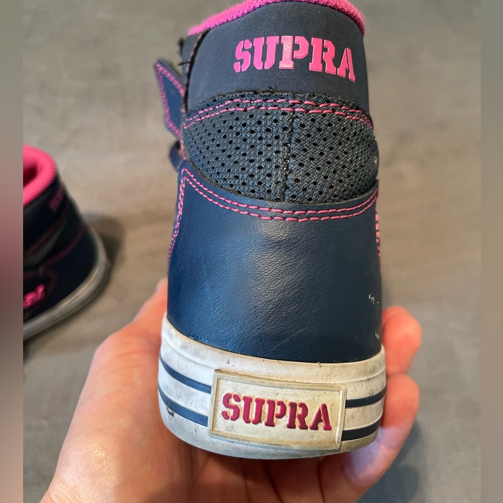 Blue and pink Supra high tops